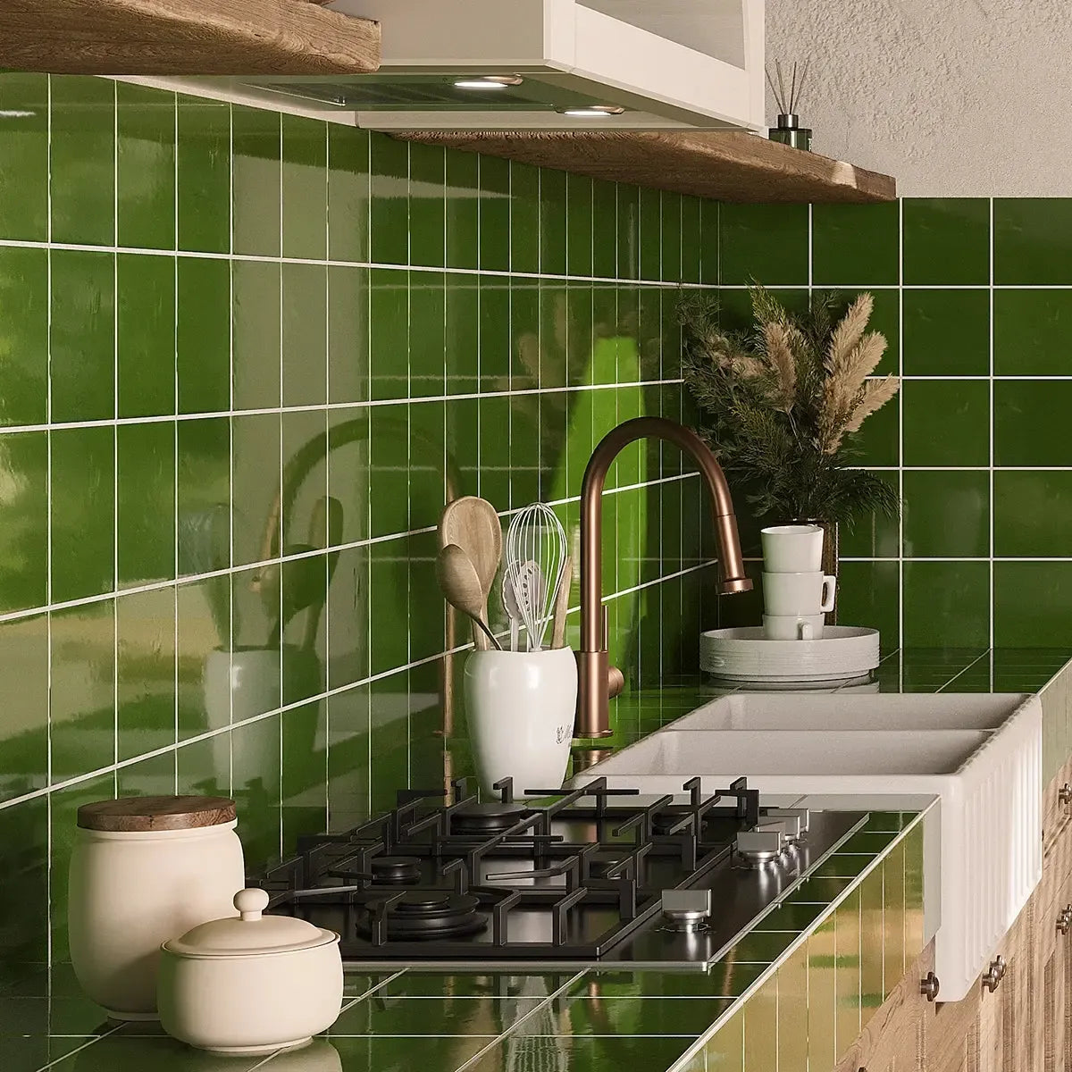 Camila Green Square 5.9x5.9 Porcelain Tile | Tile Club