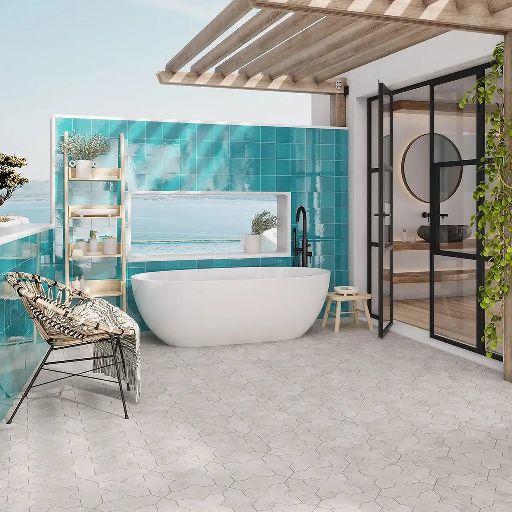 Camila Stone Gray Cross Porcelain Tile | Tile Club