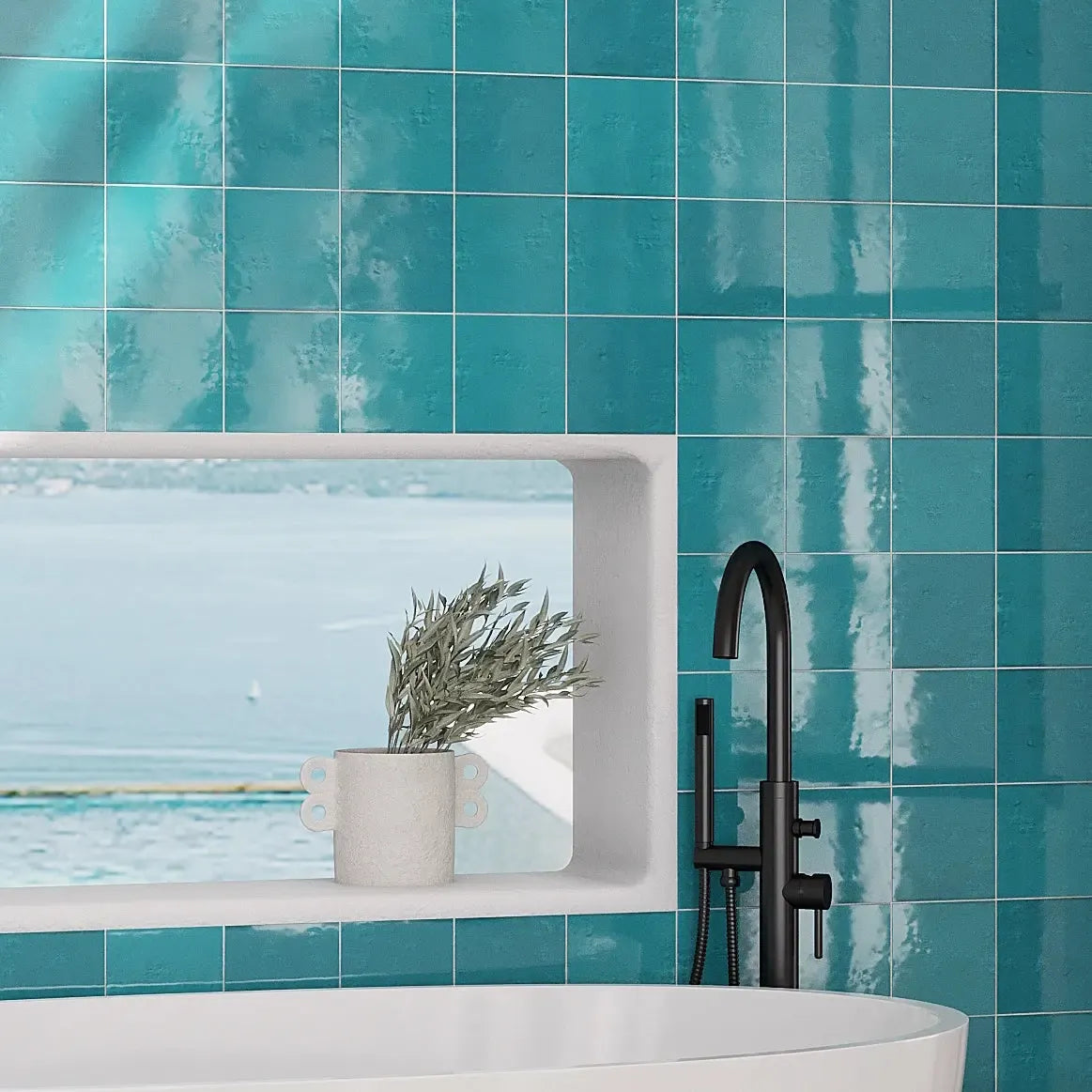 Camila Turquoise Square 5.9x5.9 Porcelain Tile | Tile Club