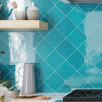 Camila Glossy Turquoise Tile Backsplash