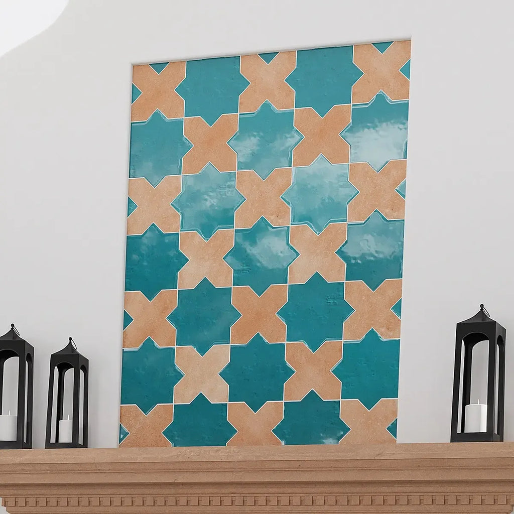 Camila Turquoise Star Porcelain Tile | Tile Club