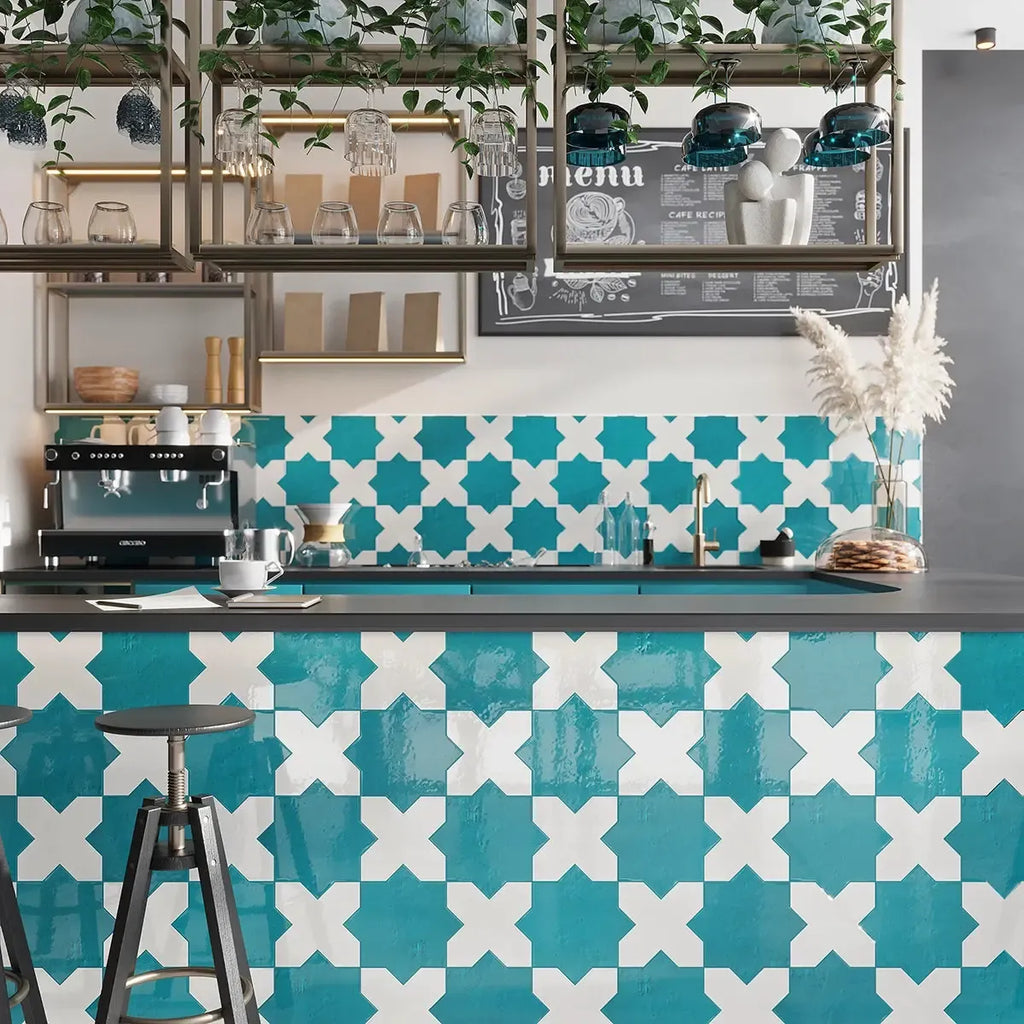 Camila Turquoise Star Porcelain Tile | Tile Club