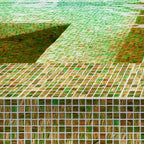 Camo Green & Brown Squares Glass Pool Tile | Tile Club