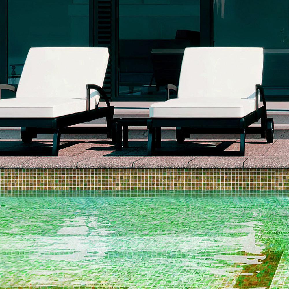 Camo Green & Brown Squares Glass Pool Tile | Tile Club