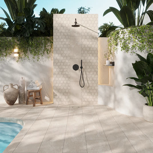 Campbell Beige Hexagon 10x12 | Tile Club
