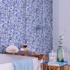 Cape Cod Blue Mixed Swirls Squares Glass Pool Tile | Tile Club