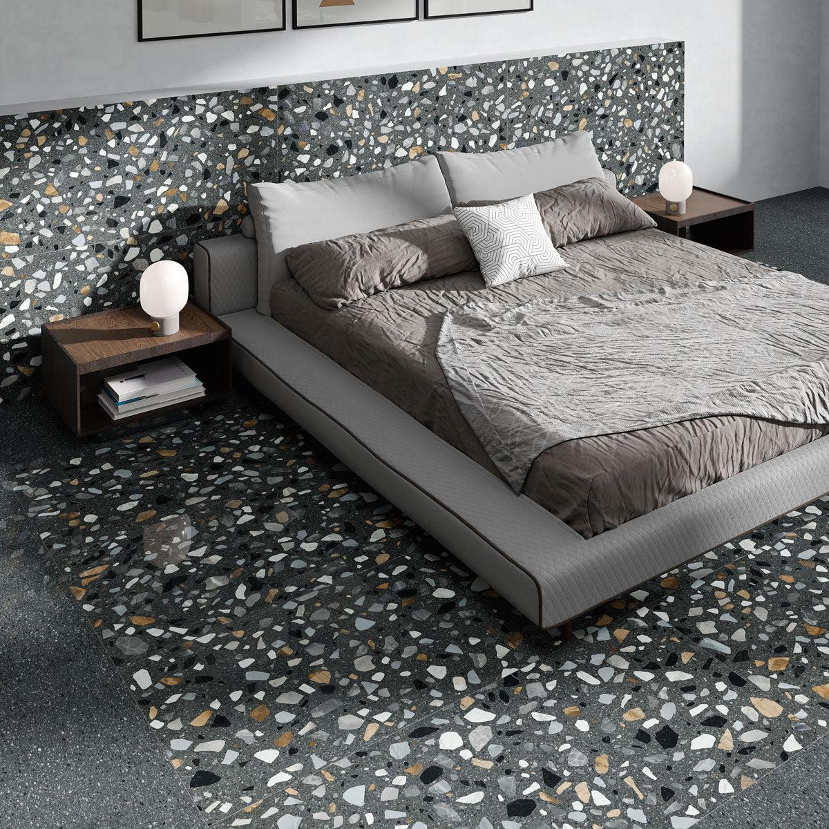 Shore Graphite Gray Terrazzo Look Porcelain TIle | Tile Club