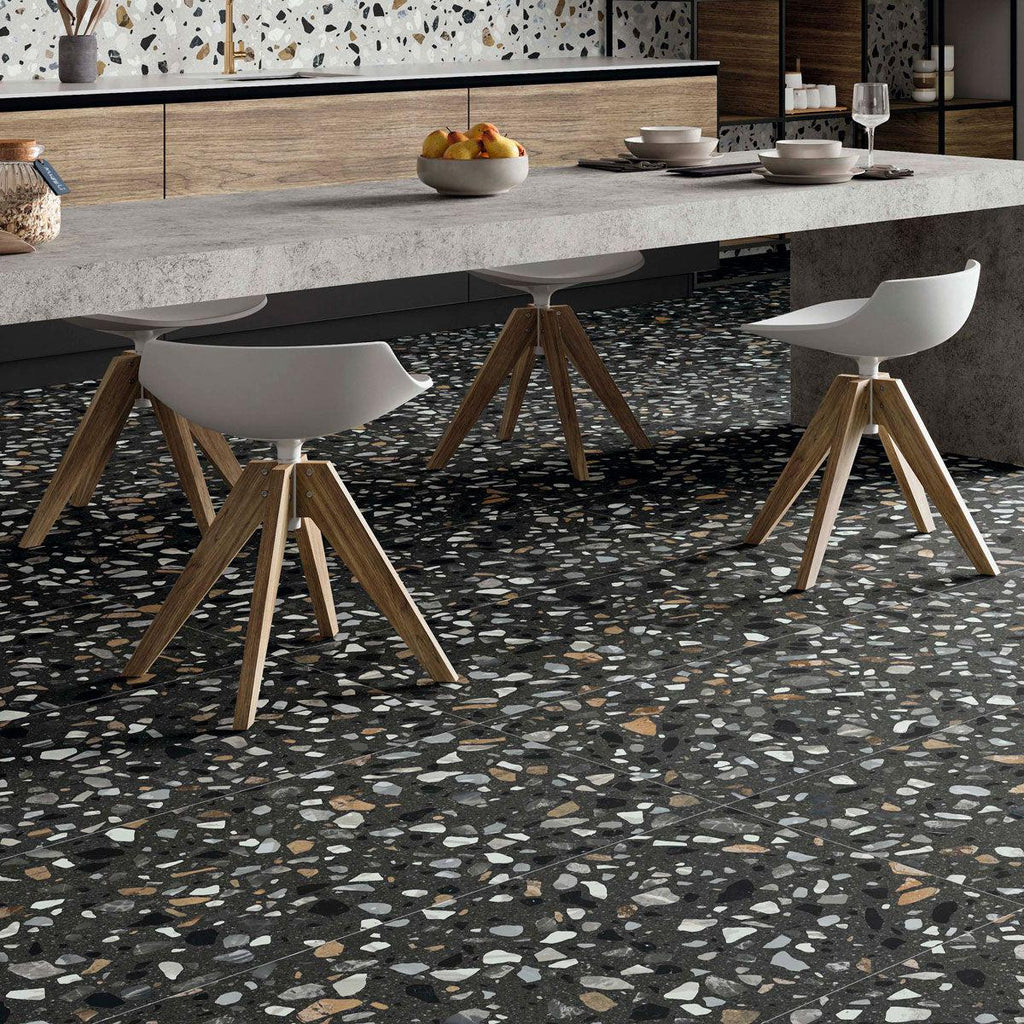 Shore Graphite Gray Terrazzo Look Porcelain TIle | Tile Club