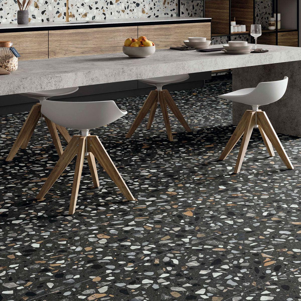 Shore Graphite Gray Terrazzo Look Porcelain TIle | Tile Club