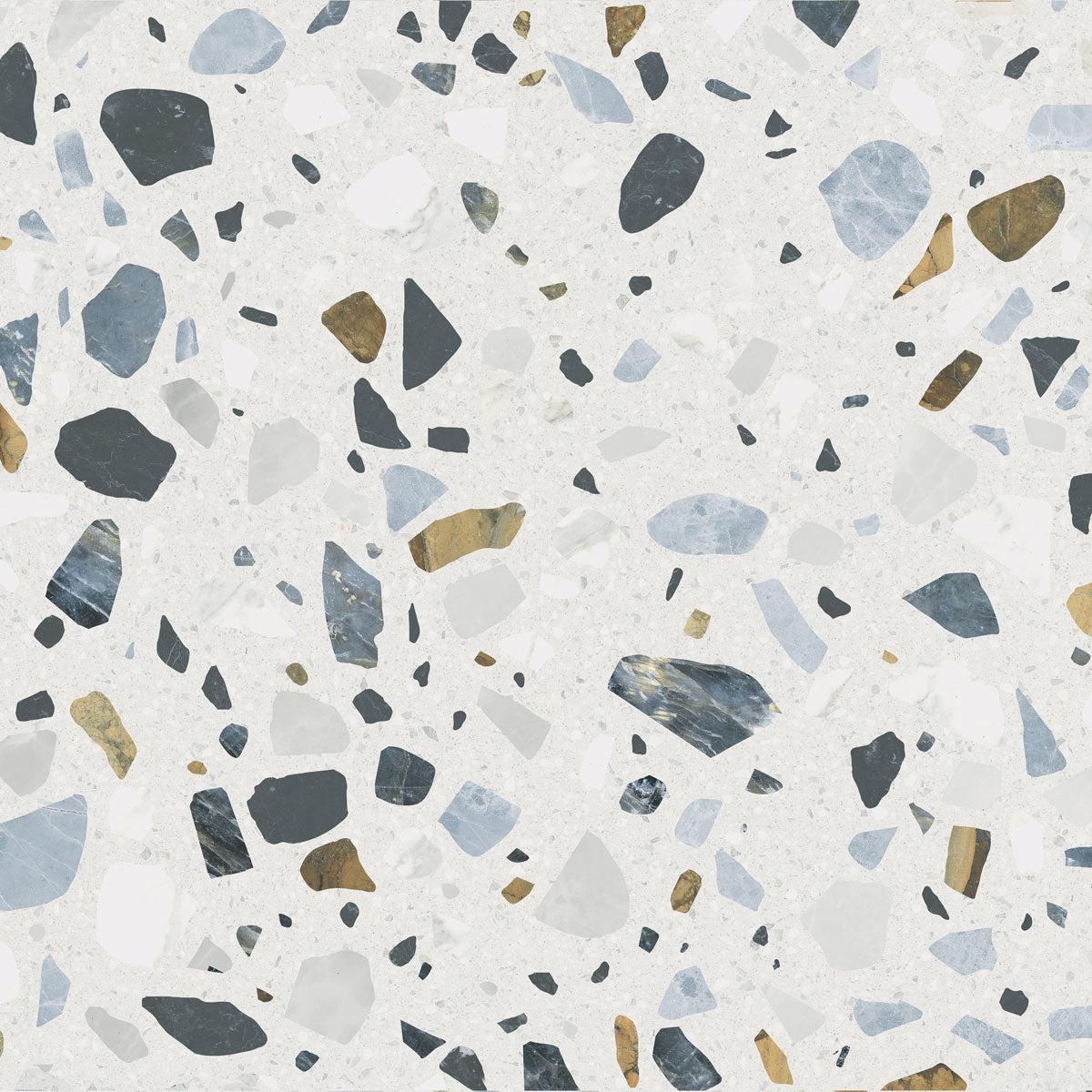 Shore White and Blue Terrazzo Porcelain Sample