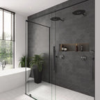 Carmel Matte Black Porcelain Star and Cross Tile Shower