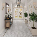 Carrara Arabesque Tile With Bardiglio Dots | Tile Club