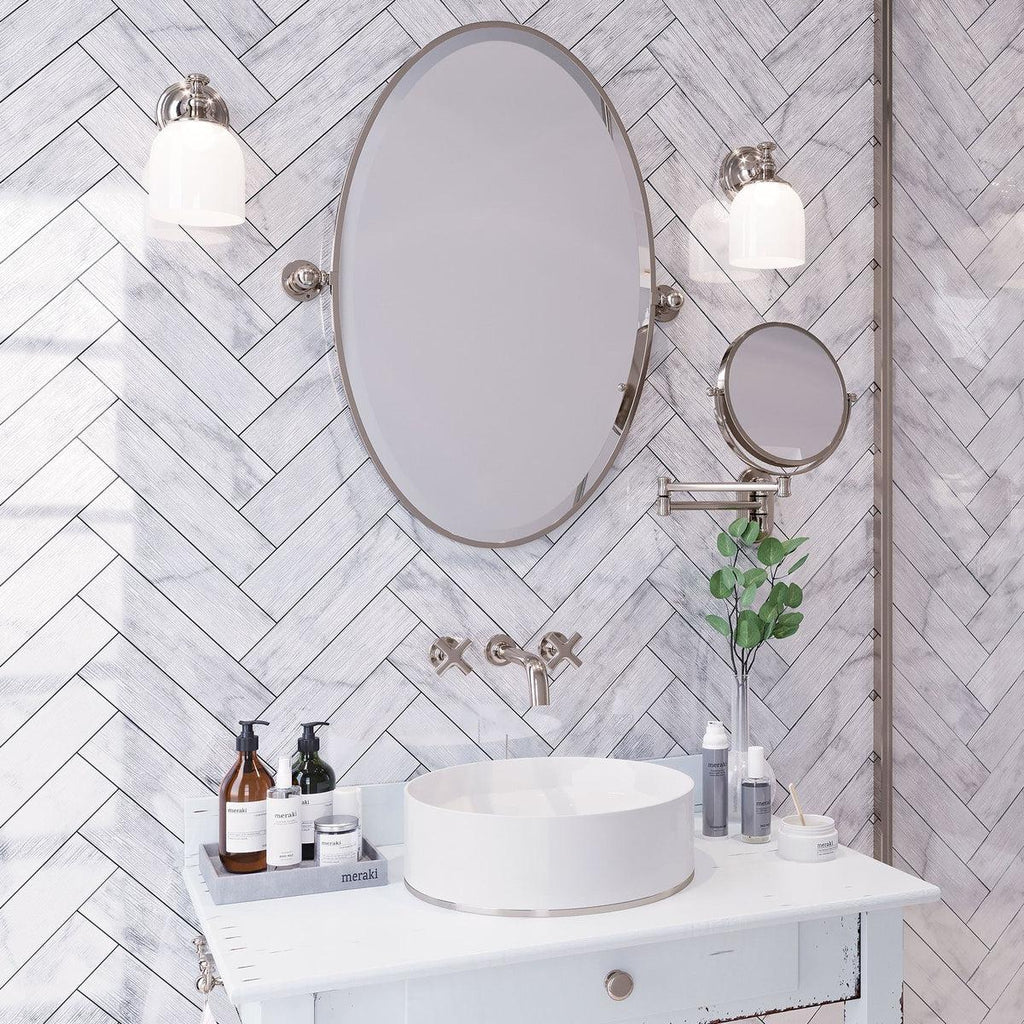 Textured white subway wall tile bathroom