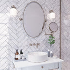 Textured white subway wall tile bathroom