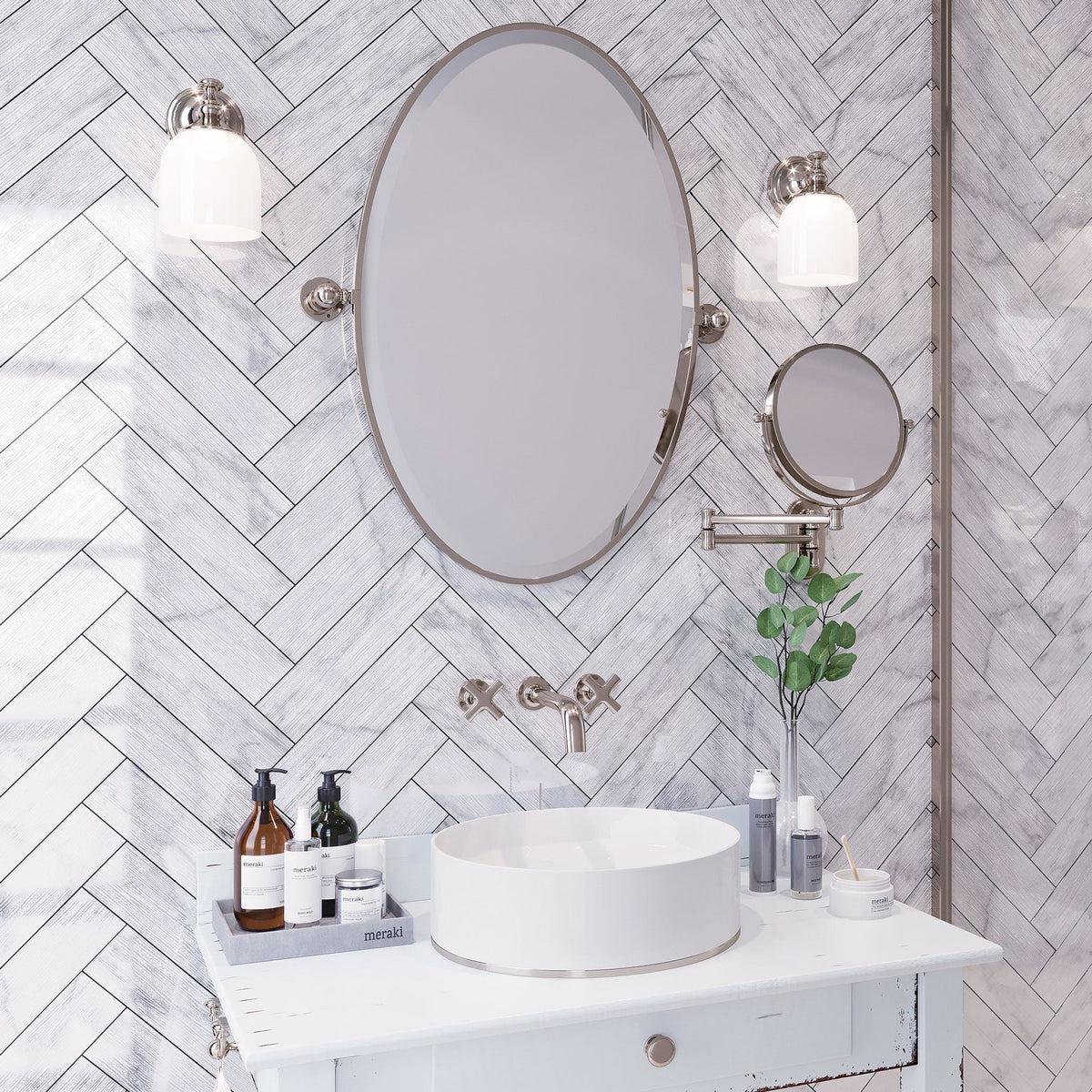 Textured white subway wall tile bathroom