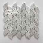 White Carrara Leaves Marble Mosaic Tiles 