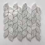 White Carrara Leaves Marble Mosaic Tiles 