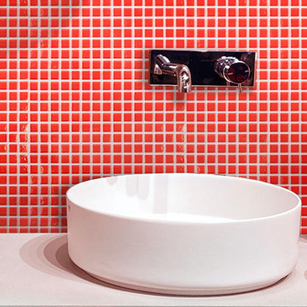 Cayenne Pepper Red Squares Glass Pool Tile