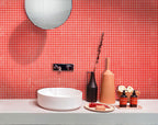 Cayenne Pepper Red Squares Glass Pool Tile Bathroom Backsplash