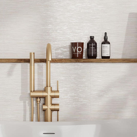 Chambray Beige Thread Porcelain Textured Wall Tile