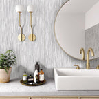 Chambray Gray Thread Porcelain Tile Bathroom Wall