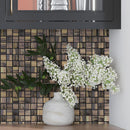 Kitchen Corner with Charcoal Foil And Frosted Square Mosaic Tile Wall