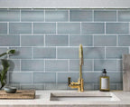 Chateau Blue 3X6 Ceramic Tile kitchen backsplash