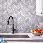 Chateau Blue Sprig Ceramic Mosaic Tile kitchen backsplash