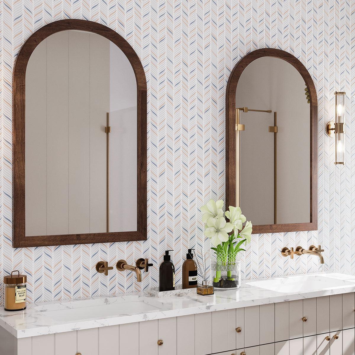 Chateau White Sprig Ceramic Mosaic Tile Bathroom Wall Tile