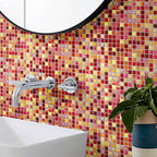 Cherry Sunset Mixed Squares Glass Tile | Tile Club