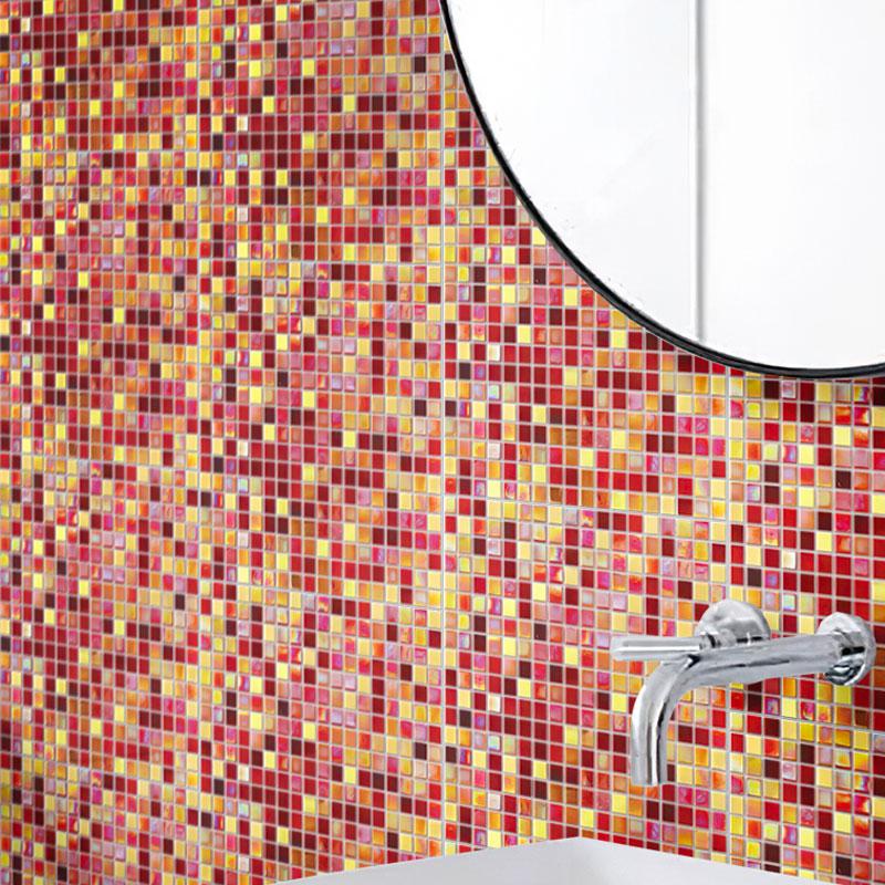 Cherry Sunset Mixed Squares Glass Tile