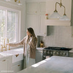 Airy white kitchen with Lake White backsplash