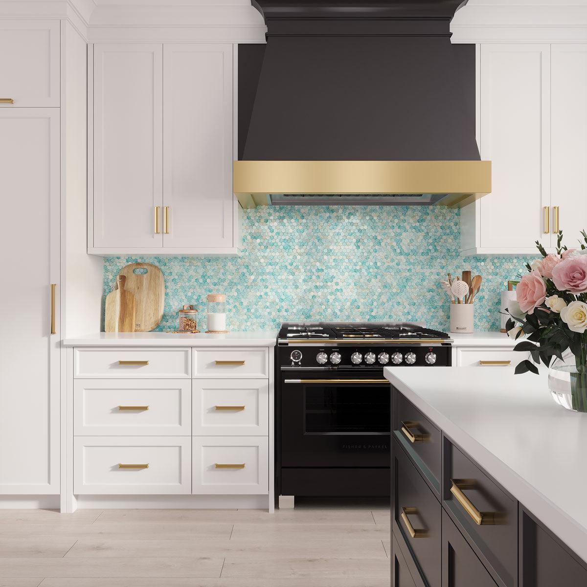 Coastal Dreams Hexagon Glass Mosaic Tile | Tile Club