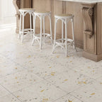 Coastal Sky Terrazzo Concrete Tile Floor for a Chic Kitchen