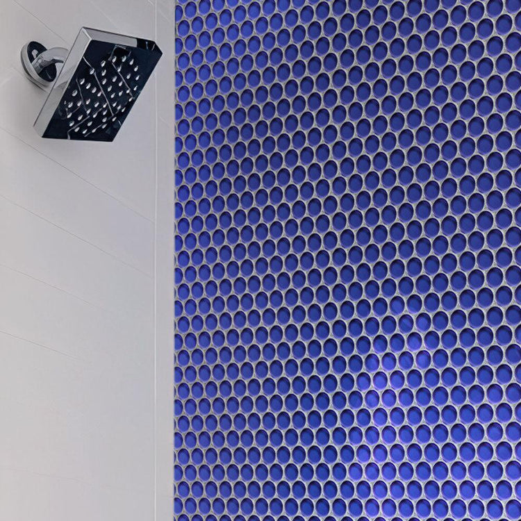 Cobalt Blue Penny Round Glass Tile | Tile Club