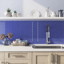 Cobalt Blue Penny Round Glass Tile | Tile Club