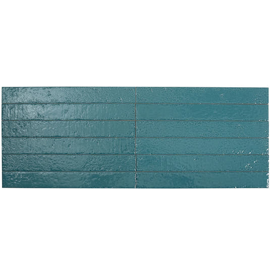 Colobric Bright Teal Brick 2x16 Ceramic Wall Tile | Tile Club