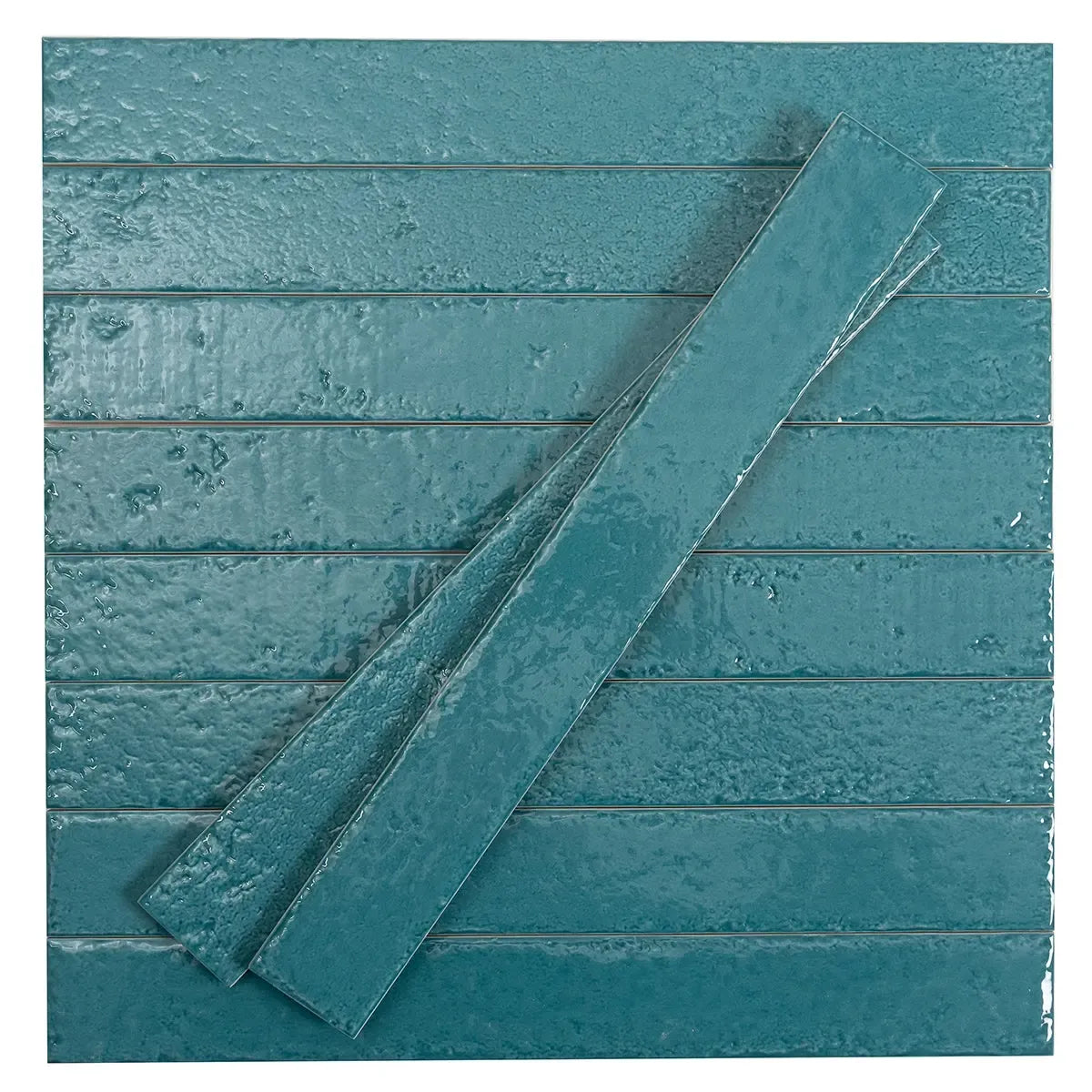 Colobric Bright Teal Brick 2x16 Ceramic Wall Tile | Tile Club