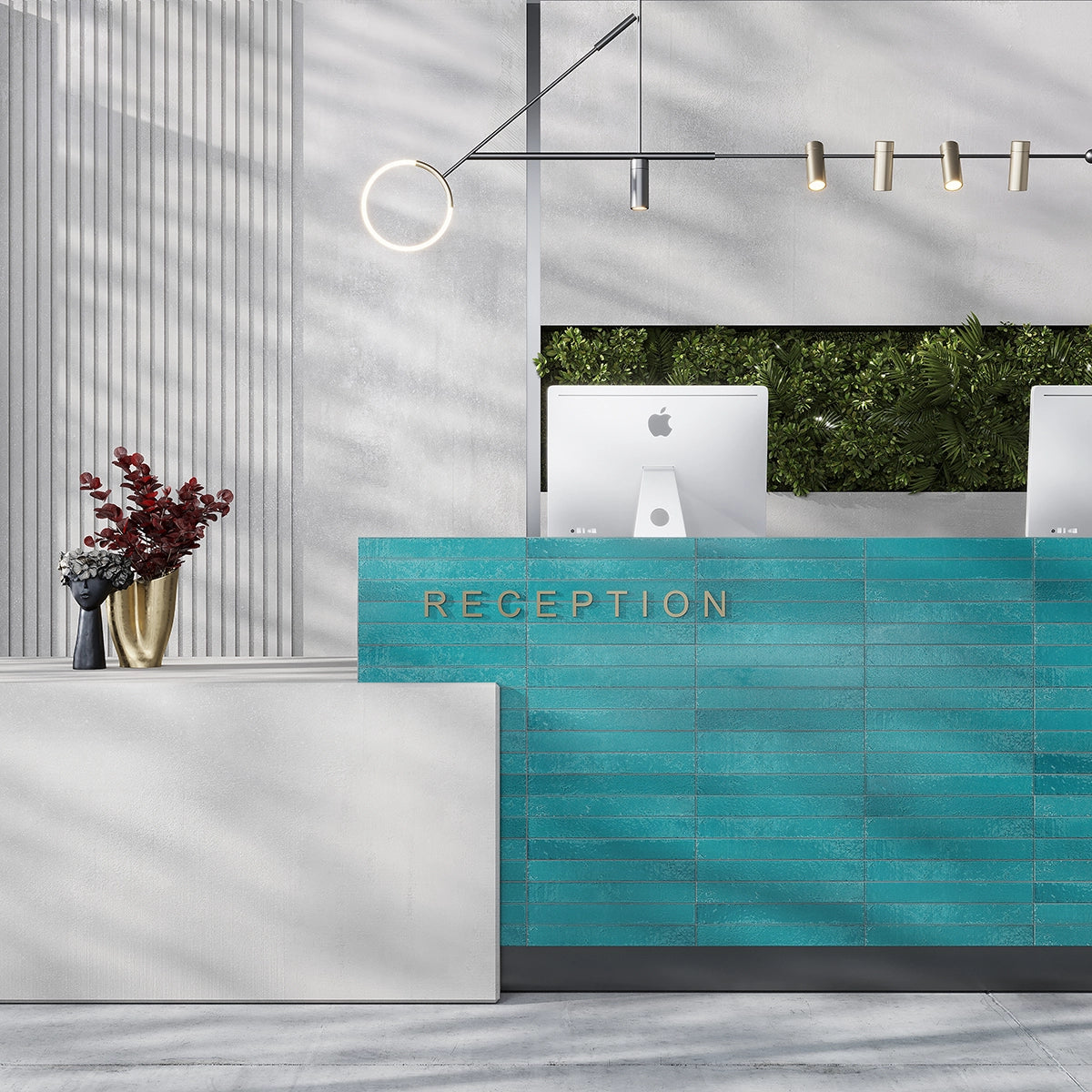 Colobric Bright Teal Brick 2x16 Ceramic Wall Tile | Tile Club