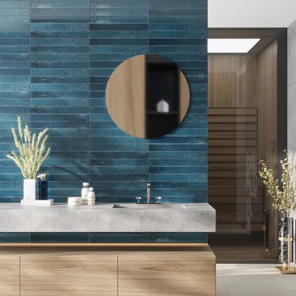 Colobric Dark Blue Brick 2x16 Ceramic Wall Tile | Tile Club