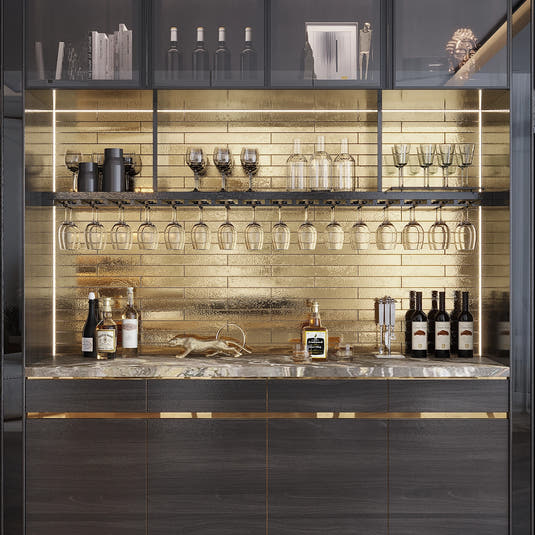 Colobric Glossy Gold 2x16 Ceramic Wall Tile | Tile Club