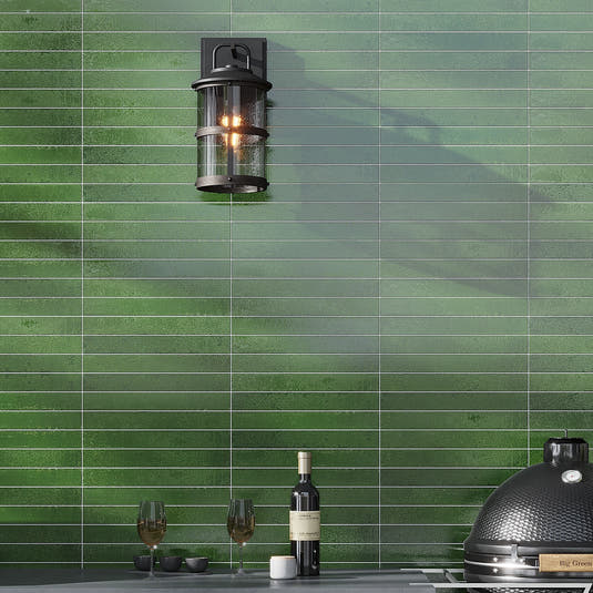 Colobric Green Brick 2x16 Ceramic Wall Tile BBQ