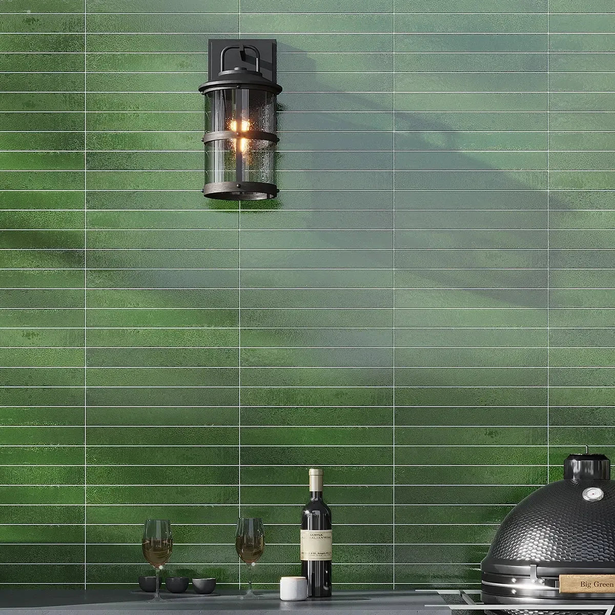 Colobric Green Brick 2x16 Ceramic Wall Tile BBQ