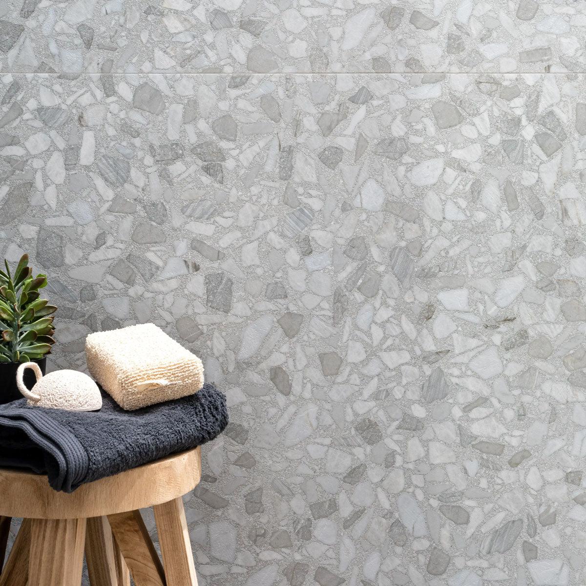 Constellation White Terrazzo Porcelain Tile Accent Wall