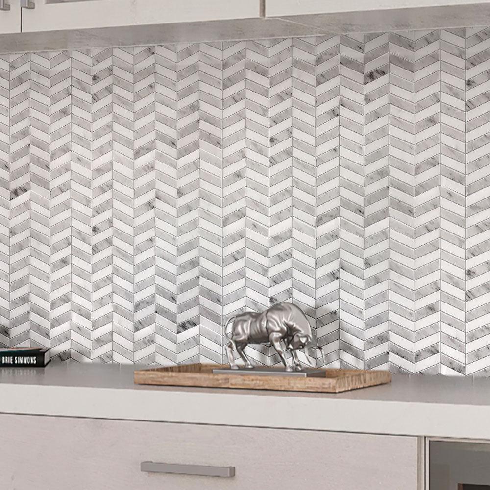 Contemporary Chevron Marble Mosaic Tile | Tile Club