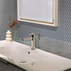 Cool Gray Penny Round Glass Tile with a polished finish