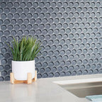 Cool Gray Penny Round Glass Tile