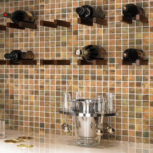 Copper 1X1 Square Metal Mosaic Tile for a Metallic Bar Accent Wall