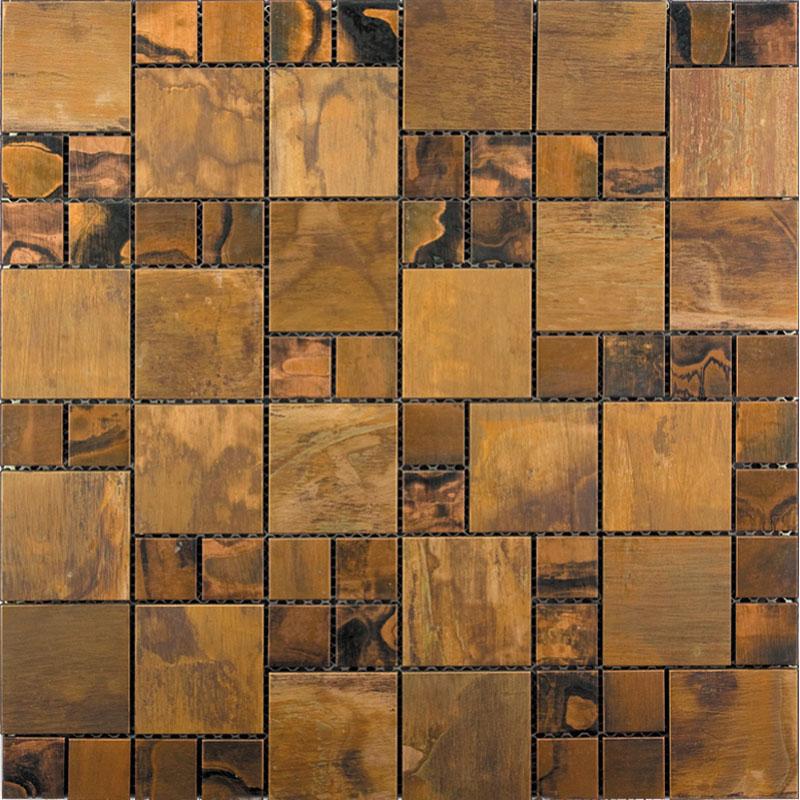 Copper Square And Dot Metal Mosaic Tile