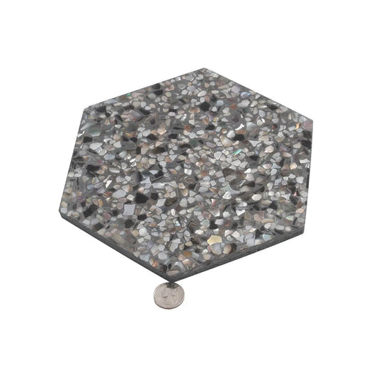 Corazza Black Sand Shell and Terrazzo Hexagon Tile | Tile Club